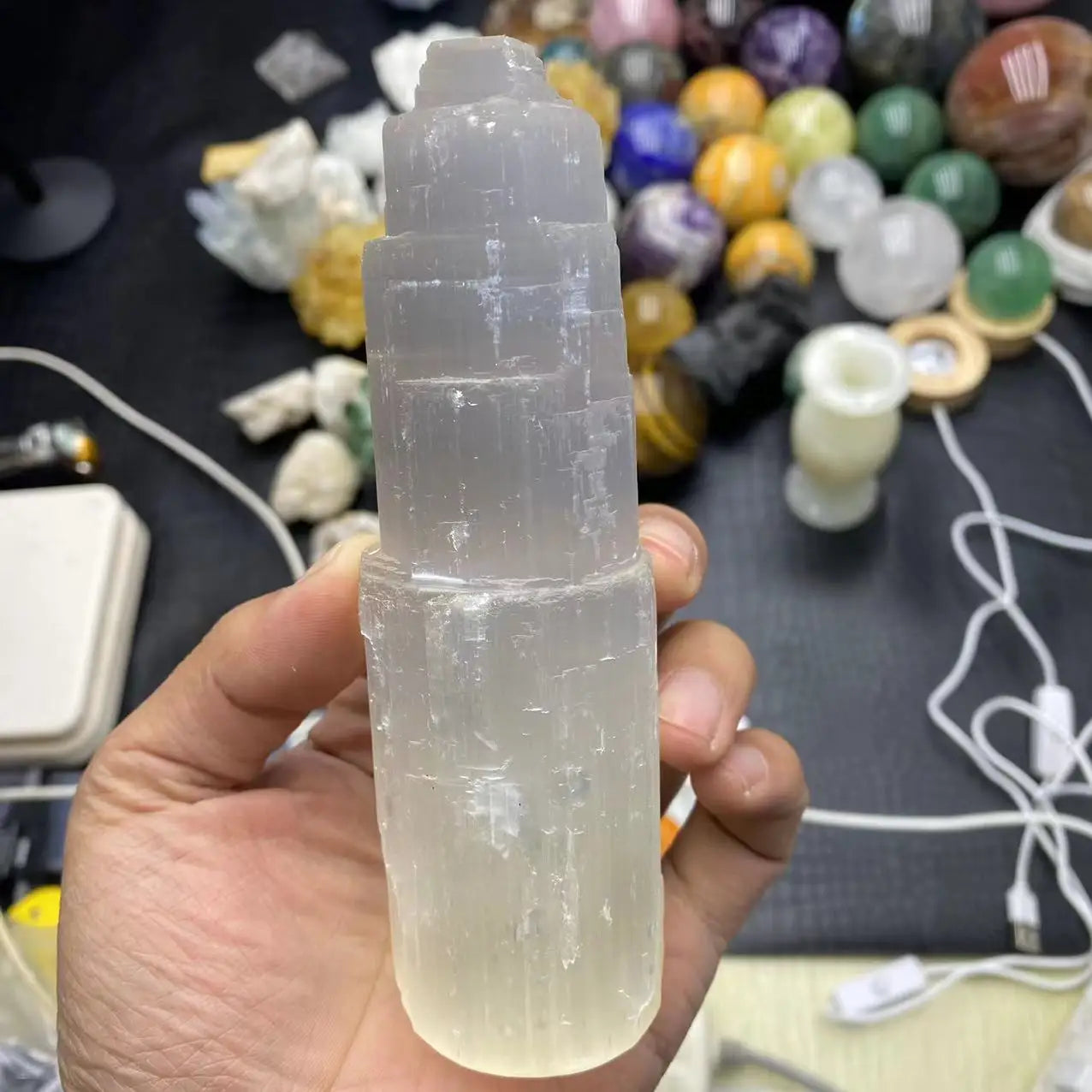 Unique Selenite Stone - Meditation Lamp and Decoration