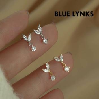 [블루링스] TAK 실버 S925 리프 지르콘 귀걸이 BLM-TAK01