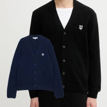 [마진포기] 메종 키츠네 폭스 헤드 램스울 컴포트 가디건