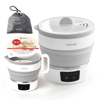 [위즈웰] 프리볼트 전자식 접이식 포트 1L 휴대용 여행용 캠핑 전기 포트 주전자 포트기