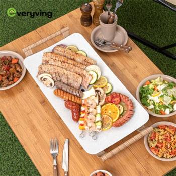 [Everyving] 에브리빙 웨이브디자인 사각 대형 전기 그리들 56cm Lime-0325G