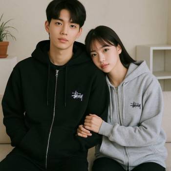 [마진포기] 스투시 심플로고 베이직 기모 후드집업 3 color