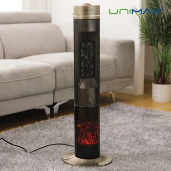 불멍★[유니맥스] 플레임 PTC 스탠드 온풍기 UMP-2100FG