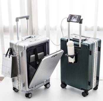 [베르만] USB충전 지원 다기능 투어랩 캐리어 24인치(실버,그린)