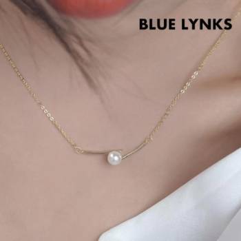 [블루링스] TAH 실버 S925 라인 센터 진주 목걸이 BLM-TAH01
