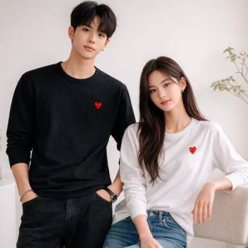 [마진포기] 꼼데가르송 남녀공용 레드와펜 롱 슬리브 긴팔티셔츠